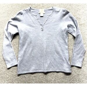 Telluride Clothing Company Kids L 100% Extrafine Merino Wool Henley Sweater Gray
